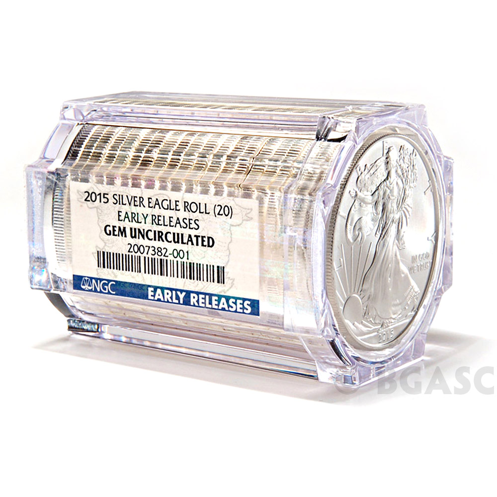 Buy 2015 1 oz American Silver Eagles NGC Certified BU Rolls (20 Coins