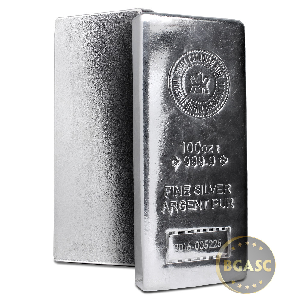 Buy 100 oz Silver Bar Royal Canadian Mint RCM .9999 Fine Bullion Ingot