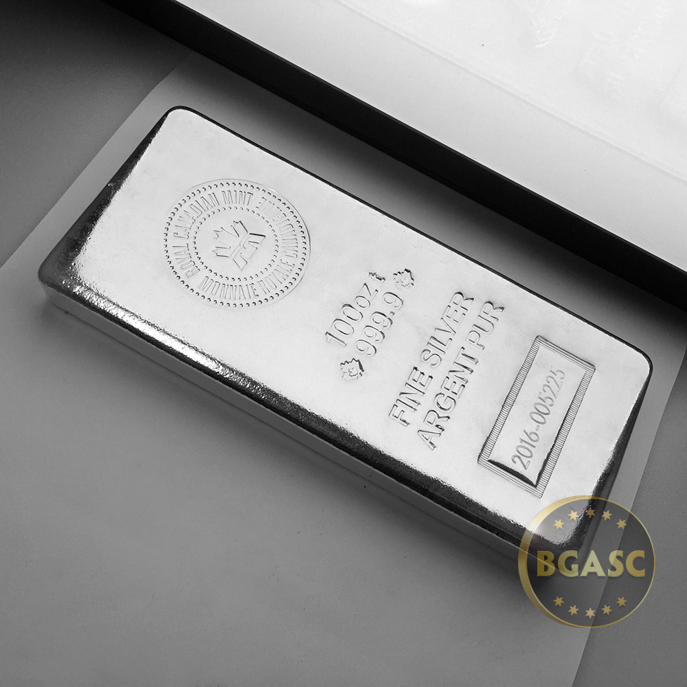 Buy 100 Oz Silver Bar Royal Canadian Mint Rcm 9999 Fine Bullion Ingot 100 Oz Silver Bars Buy Gold And Silver Coins Bgasc Com