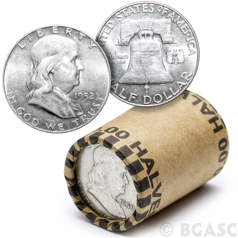 Buy 90 Silver Franklin Half Dollar Roll 20 Coins 90 Percent Silver 90 Silver Half Dollars