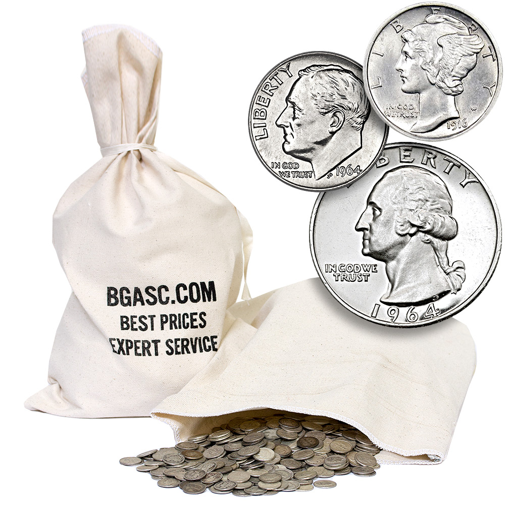 Buy 90 Silver Coins 100 Face Value 50/50 Junk Silver Bag (Dimes/Quarters Mix) 90 Silver