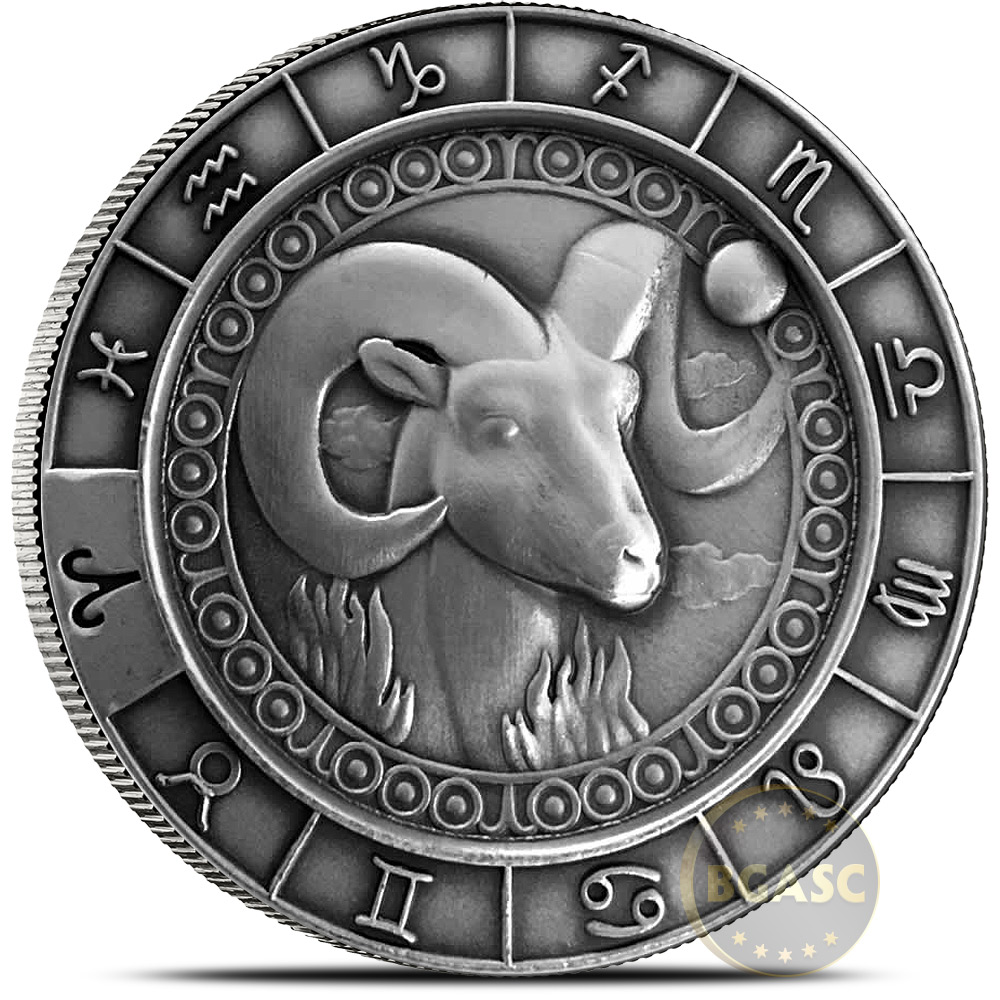 Buy 1 oz Silver ARIES Zodiac Round .999 Fine in Display Box 1 oz Silver Rounds Buy Gold And