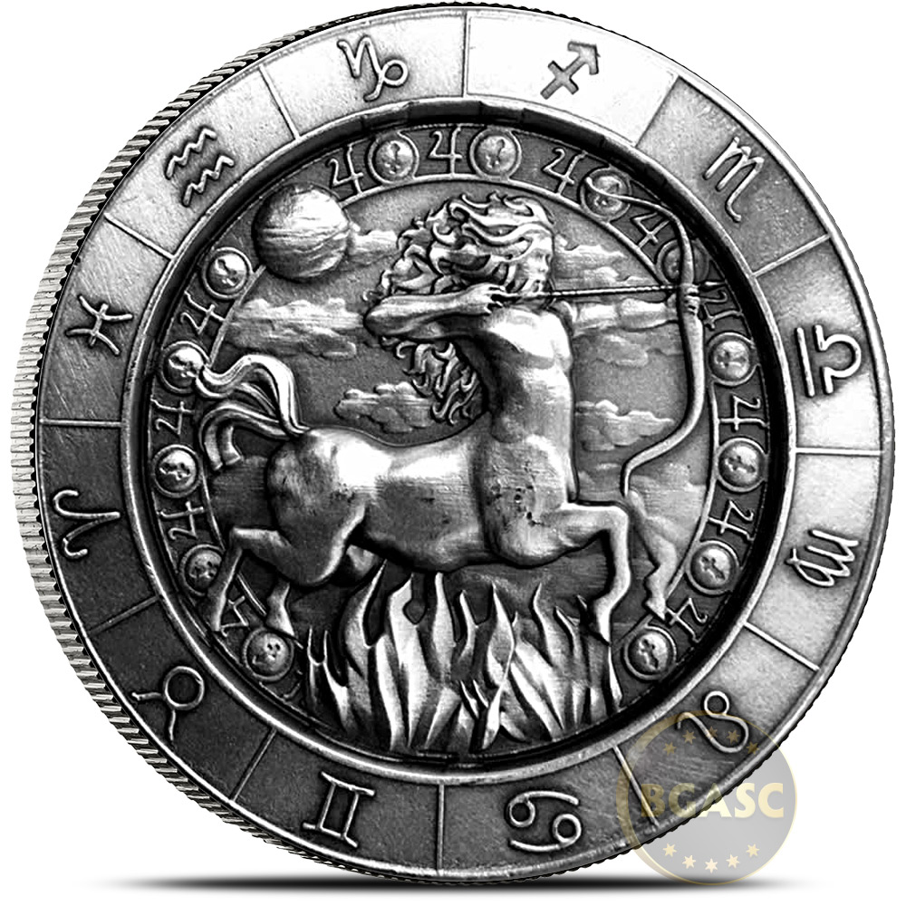 Buy 1 oz Silver SAGITTARIUS Zodiac Round .999 Fine in Display Box SALES & DEALS Buy Gold And