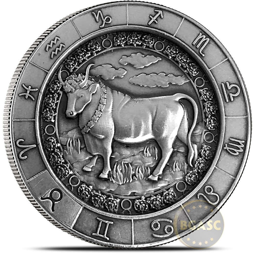 Buy 1 oz Silver TAURUS Zodiac Round .999 Fine in Display Box SALES & DEALS Buy Gold And