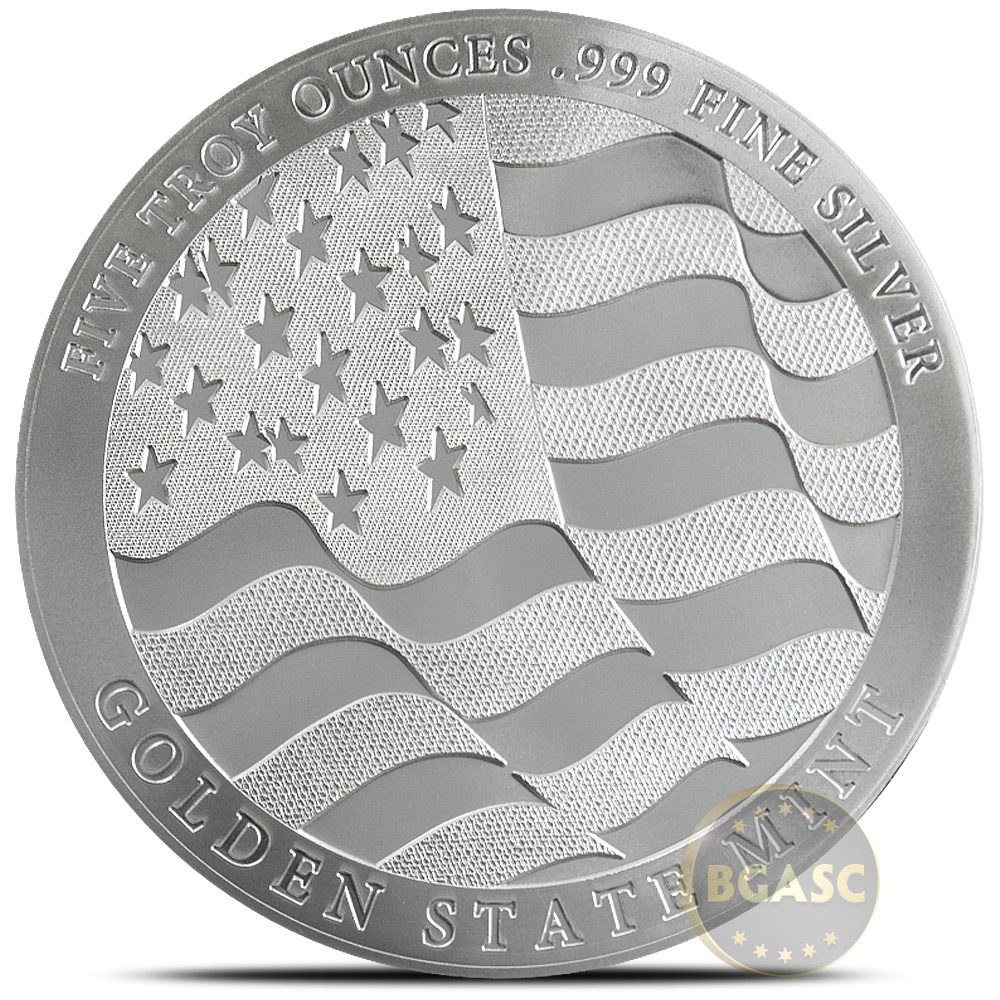 Buy 5 oz Silver Rounds Eagle Design by GSM Golden State Mint .999 Fine