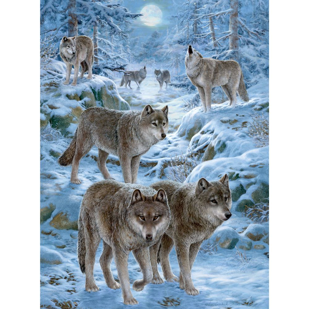 Winter Wolf Pack 1000 Piece Jigsaw Puzzle Bits and Pieces