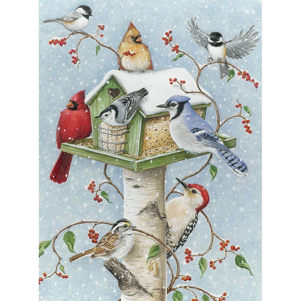 Winter Birds 1000 Piece Jigsaw Puzzle Bits and Pieces