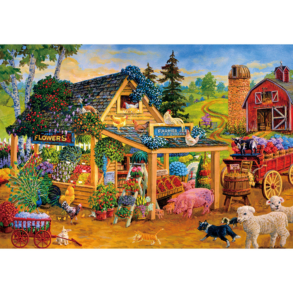 Barnyard Farmers Market 300 Large Piece Jigsaw Puzzle Bits and Pieces