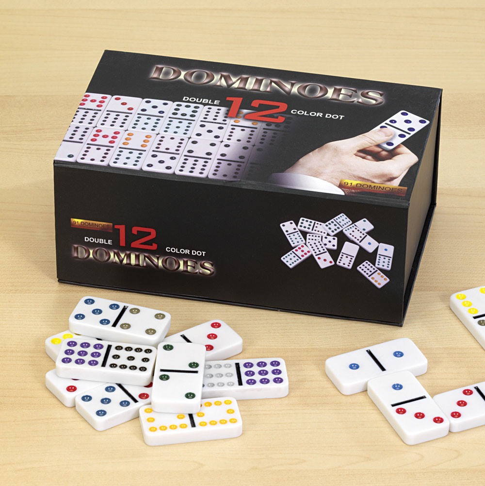 Double 12 Color Dot Dominoes Set Bits and Pieces