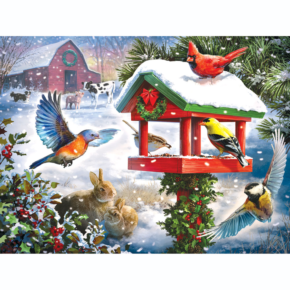 Winter Gathering 500 Piece Jigsaw Puzzle Bits and Pieces