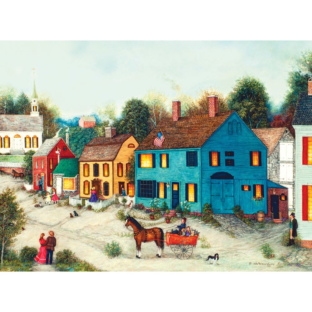 Village Main Street 1000 Piece Jigsaw Puzzle Bits and Pieces