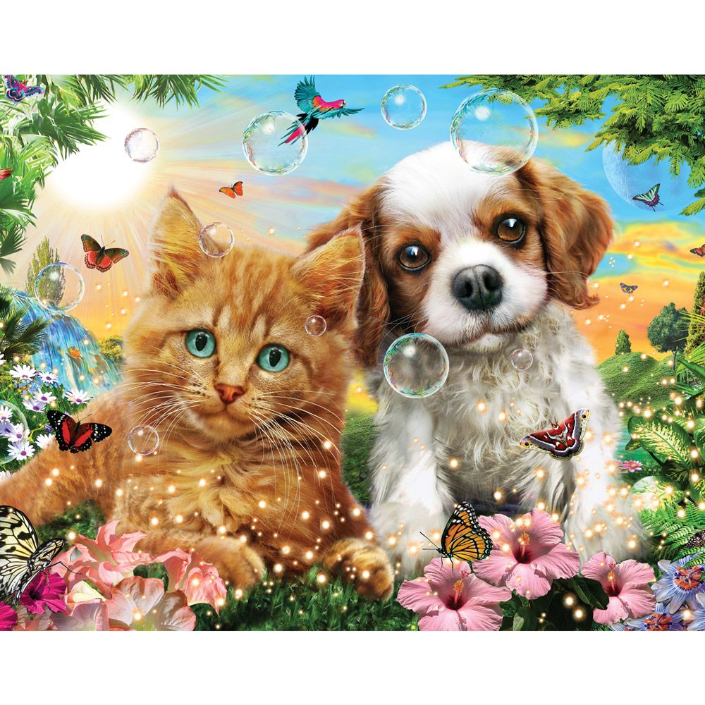Kitten and Puppy 200 Large Piece Jigsaw Puzzle Bits and Pieces