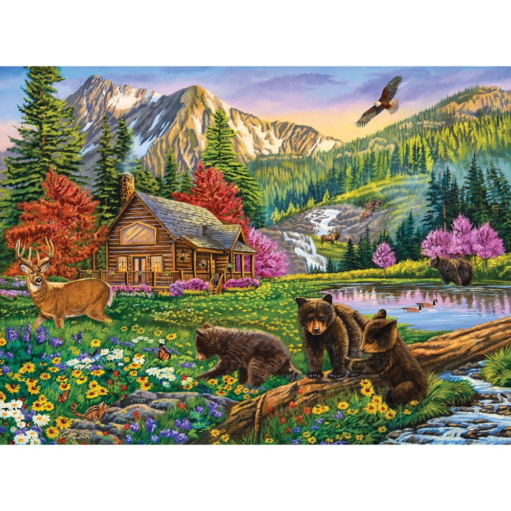 Bob Ross Winter Day 1000 Piece Jigsaw Puzzle - 28x20 Inch Snowy Mountain Art
