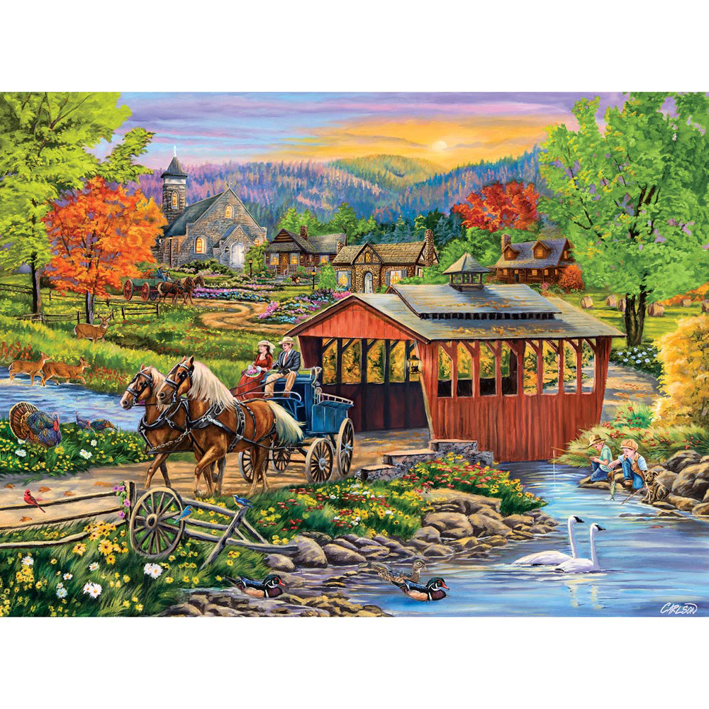 Twilight Bridge 1000 Piece Jigsaw Puzzle Bits and Pieces