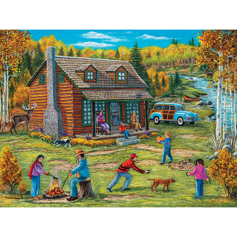 Autumn At The Cabin 500 Piece Jigsaw Puzzle Bits and Pieces