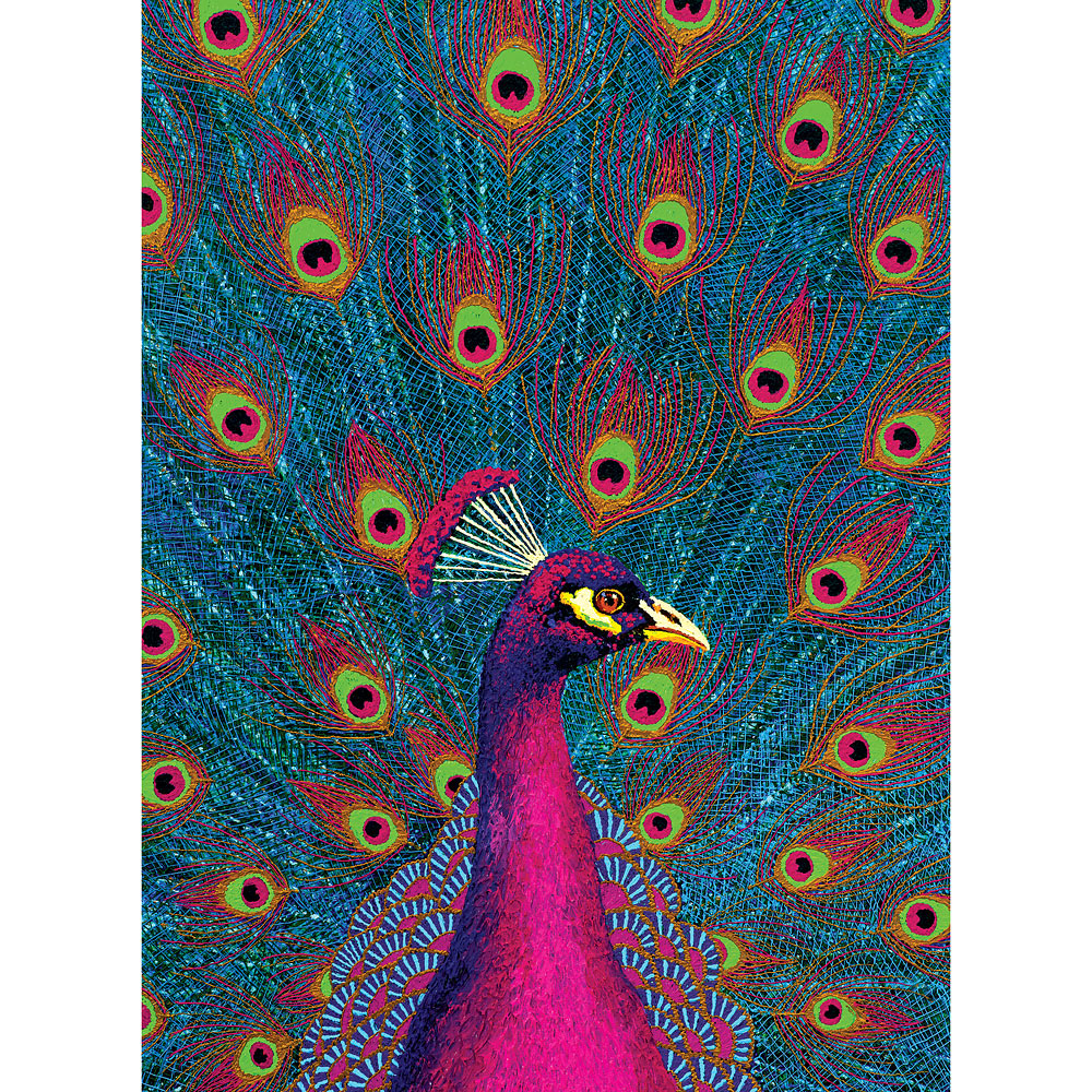 Pink Peacock 300 Large Piece Jigsaw Puzzle Bits and Pieces