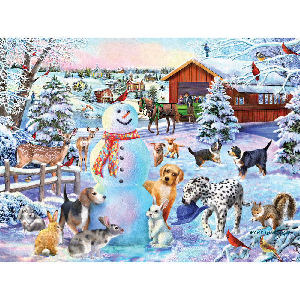 Playing In the Snow 500 Piece Jigsaw Puzzle Bits and Pieces