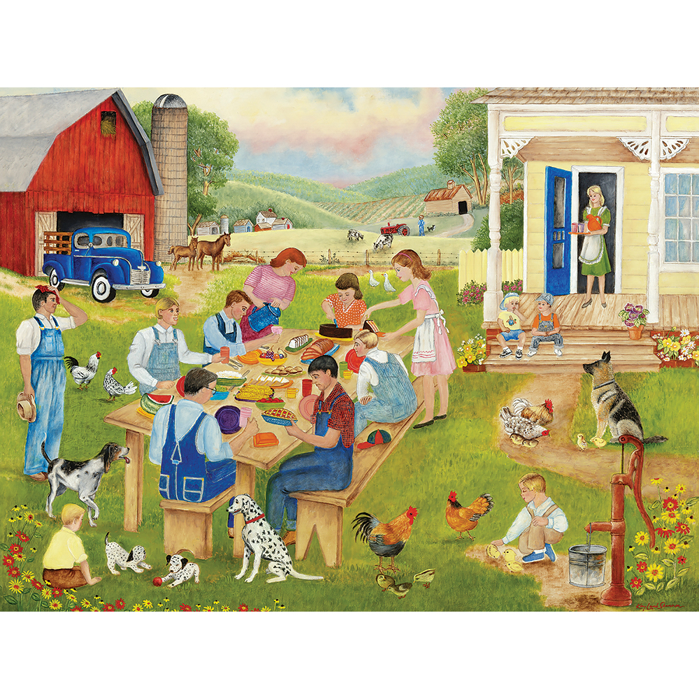 Family Picnic 1000 Piece Jigsaw Puzzle Bits and Pieces