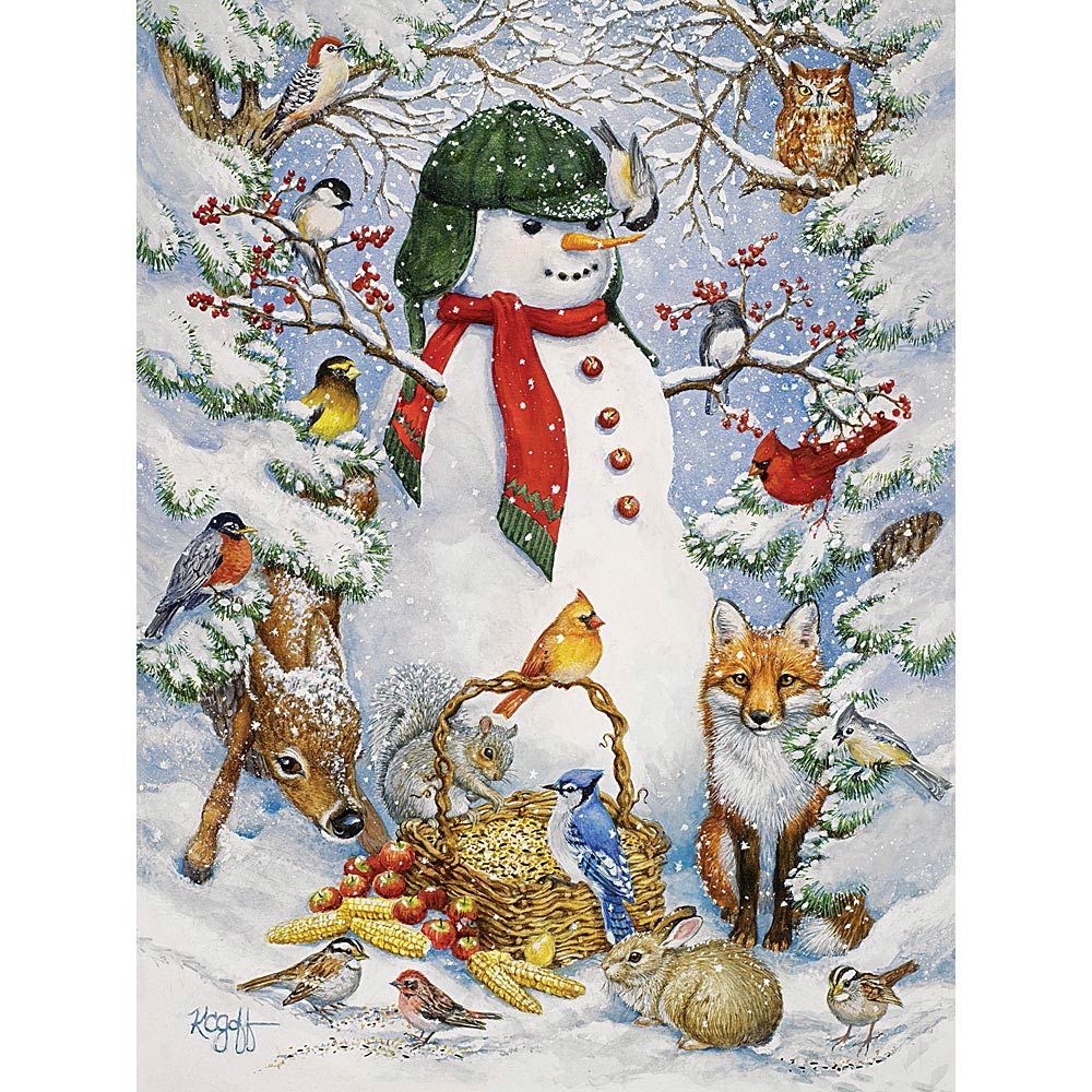 Woodland Snowman 300 Large Piece Jigsaw Puzzle Bits and Pieces