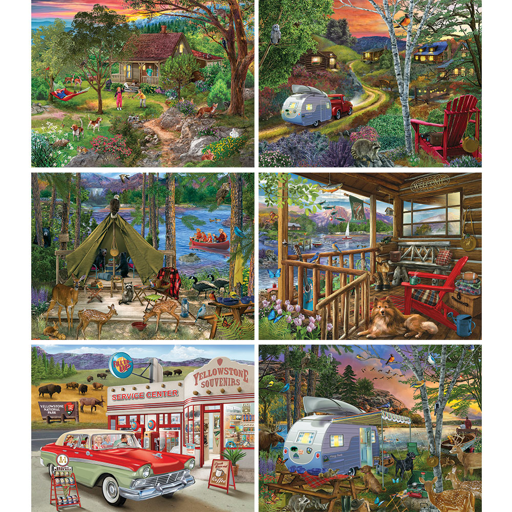 Set of 6 Bigelow Illustrations 500 Piece Jigsaw Puzzles Bits and Pieces