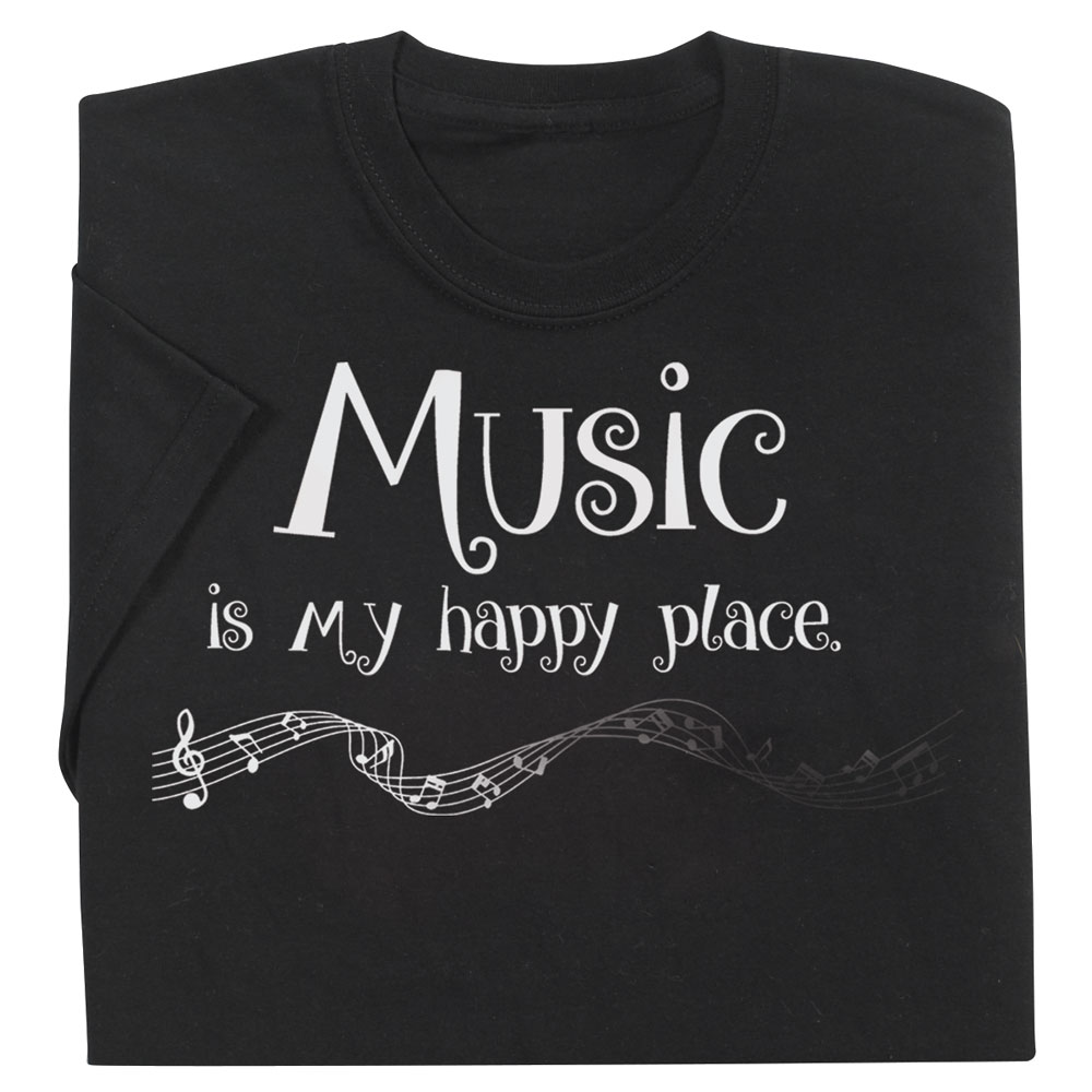 music is my happy place t shirt