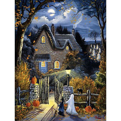 Tess's Halloween 1000 Piece GlowIntheDark Jigsaw Puzzle Bits and