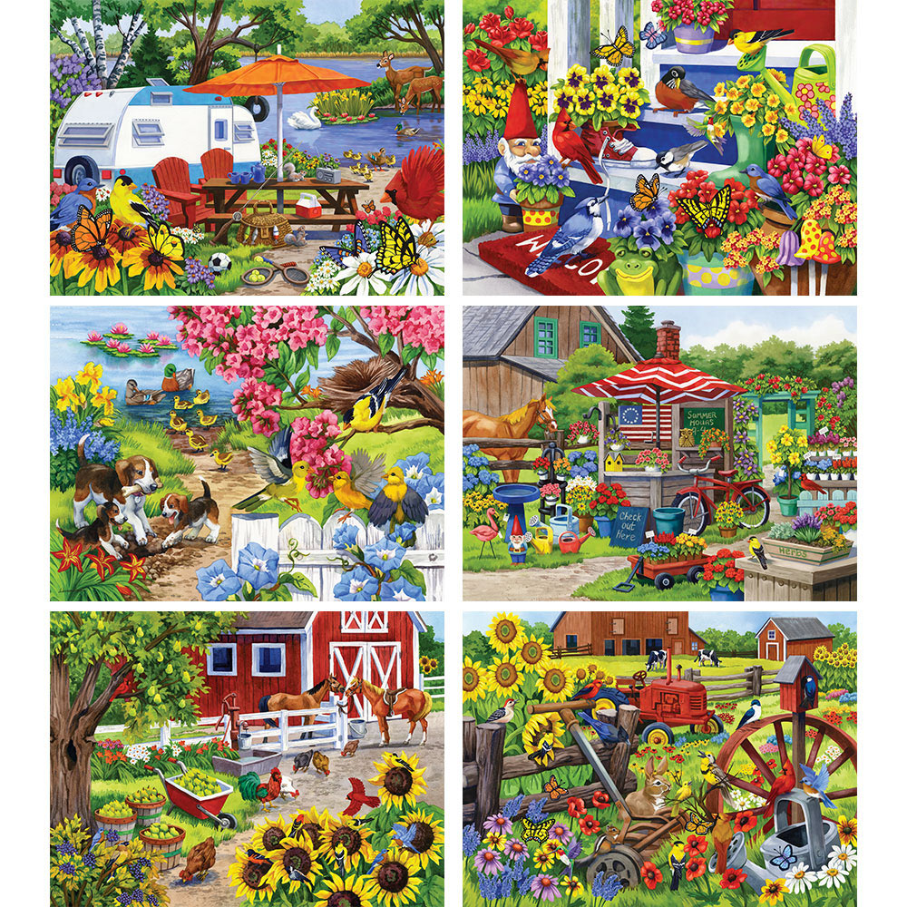 Set of 6 Nancy Wernersbach 300 Large Piece Jigsaw Puzzles Bits and