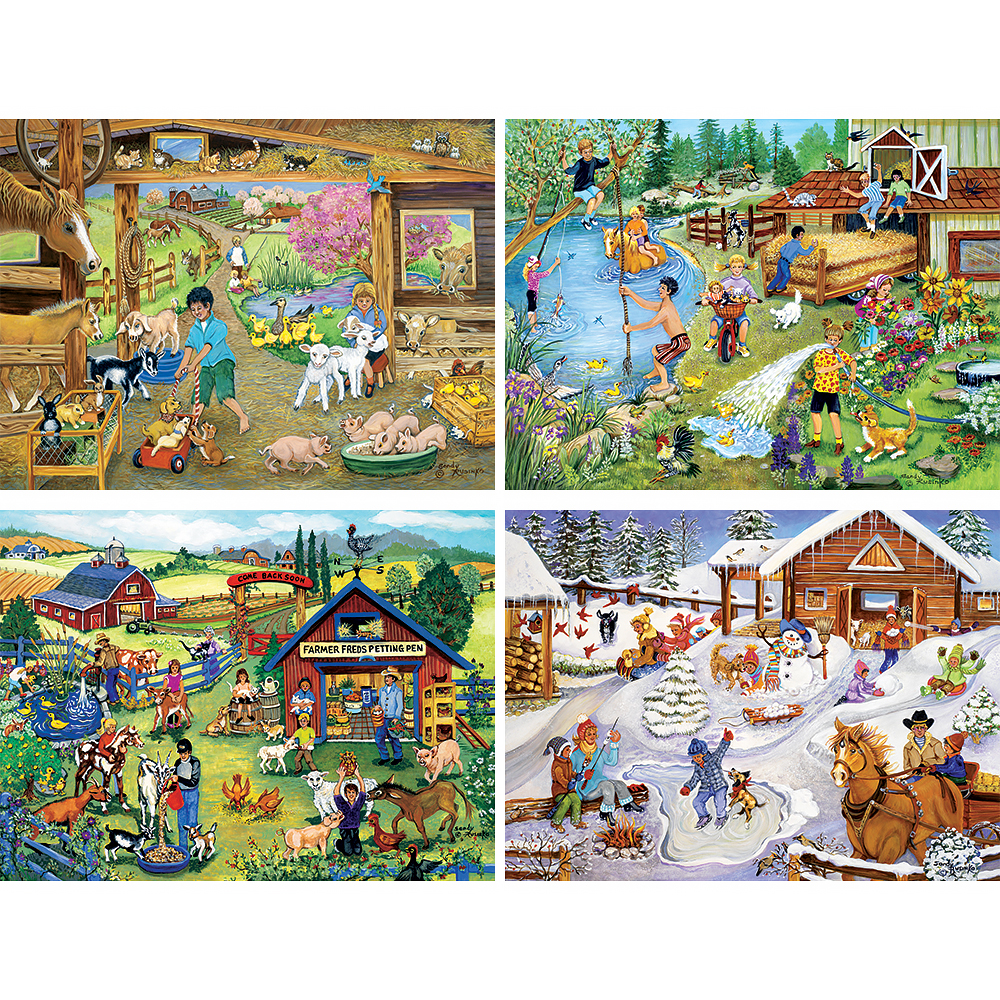 Fun On The Farm 4in1 MultiPack 1000 Piece Puzzle Set Bits and Pieces