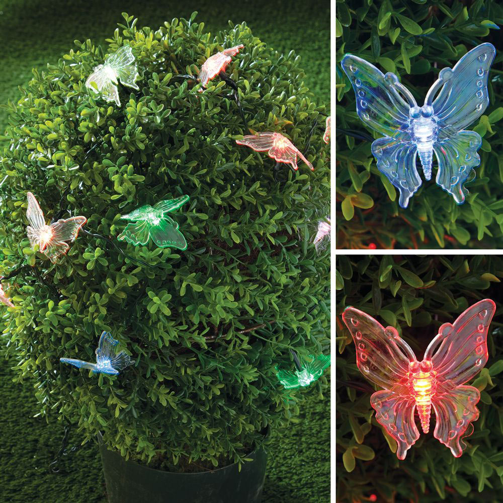 Solar Butterflies With Cascading LED Lights | Bits and Pieces UK