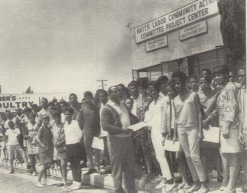 Ted Watkins, Foreground, with Youth Applicants, Watts Labor Community Action Center, 1967 Ted Watkins, Foreground, with Youth Applicants, Watts Labor Community Action Center, 1967