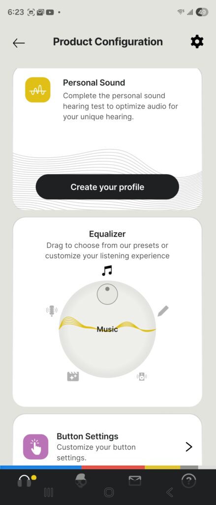 Skullcandy Aviator 900 ANC app - personal sound and equalizer settings