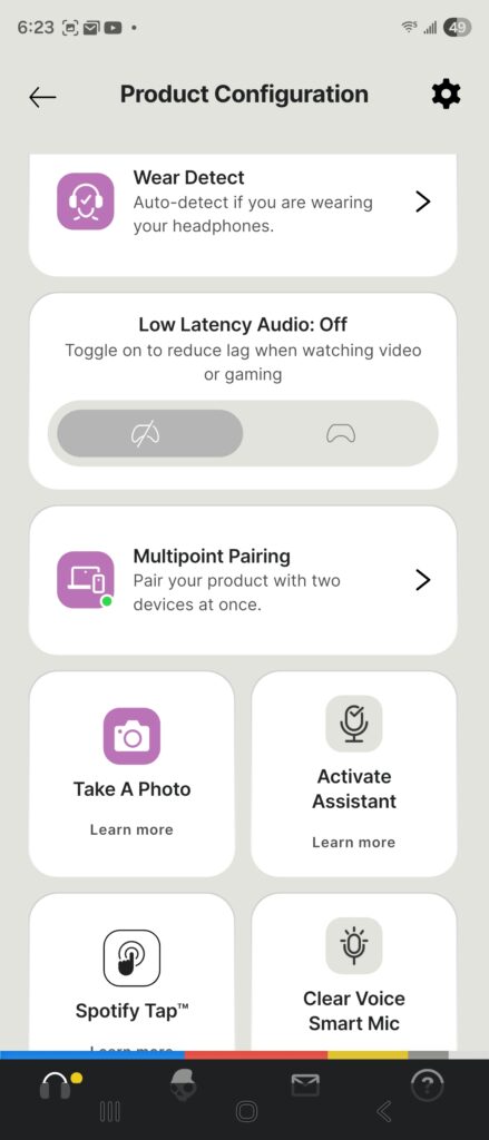 Skullcandy Aviator 900 ANC app - wear detect, low latency and multipoint pairing settings