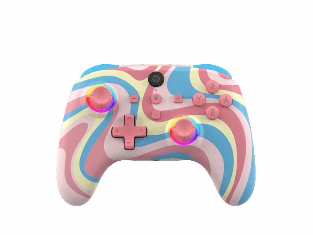 Gioteck WX5+ Wireless RGB controller in Pink Swirl colorway