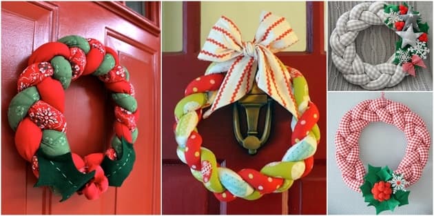Adornos navideños de tela para la puerta de la casa