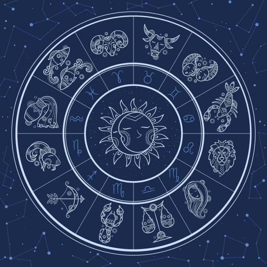rasgos-astrologicos-de-escorpio Ilustración de la rueda zodiacal completa con los 12 signos, usada para explicar los rasgos astrológicos y la personalidad de Escorpio como signo de agua.
