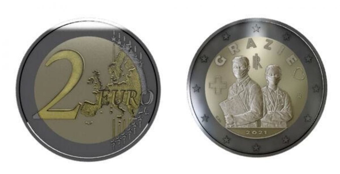 moneda 2 euros italia medicos