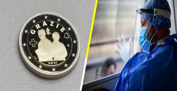 moneda 2 euros italia medicos