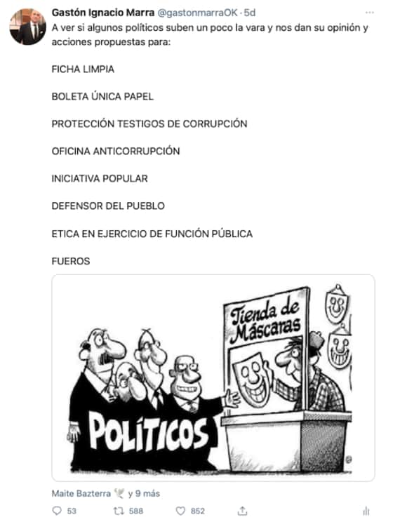 Ficha Limpia, boleta única y otras iniciativas ciudadanas: piden a los candidatos que fijen posición 12 Ficha Limpia, boleta única y otras iniciativas ciudadanas: piden a los candidatos que fijen posición 6