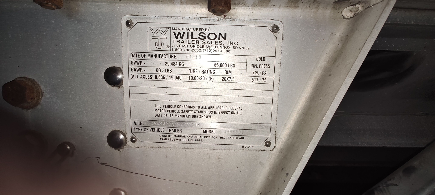 Wilson 35,000. Tires, brakes, drums 90. Heavy duty tarp and shurco