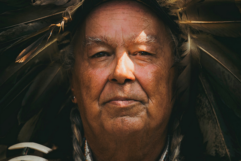 Mark Tayac, the chief of the Piscataway Nation, in traditional dress.