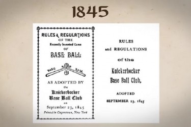 Title page of baseball rulebook from 1845.