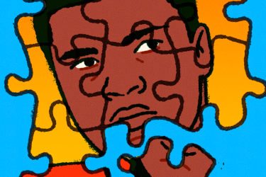 Drawing of Muhammad Ali as a puzzle