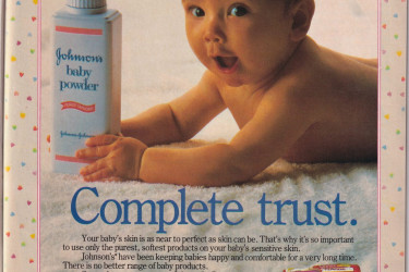 Magazine ad for Johnson & Johnson baby products.