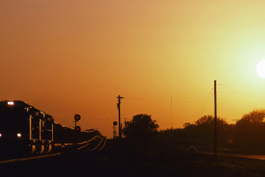 A train in the Texas countryside.