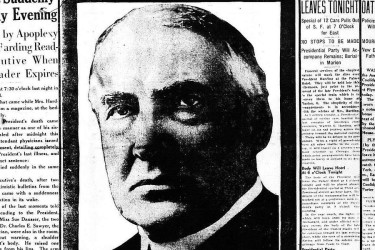 A newspaper article about Warren G. Harding's death.