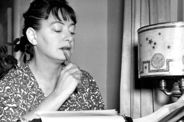 Dorothy Parker at work writing