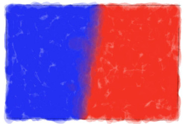Split rectangle: one side blue, one side red.