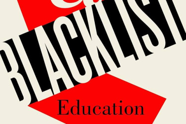 Book cover with the title "A Blacklist Education" written on a black and red background.