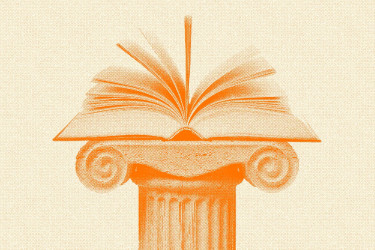 A book on top of a column.