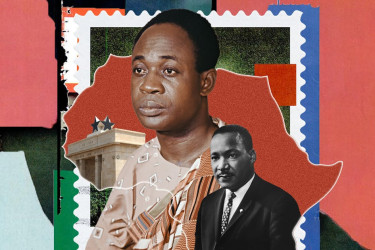 A collage featuring Kwame Nkrumah, Martin Luther King Jr., and Africa.